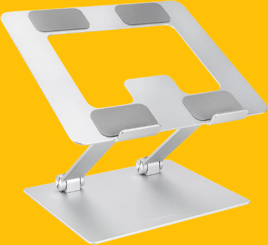 Amazon Basics Sturdy and Portable Ergonomic Laptop Stand for Desk, Height Adjustable Riser with Ventilated Cooling