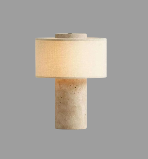 Marble Luxury Stone Rechargeable Touch Table Lamp, Travertine Marble Base,