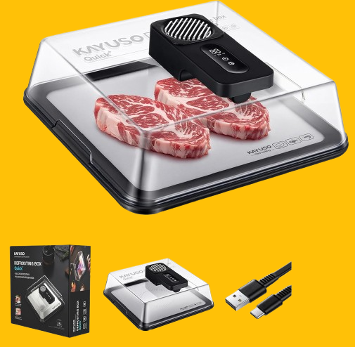 Defrosting Tray for Frozen Meat, USB Rechargeable Meat Defrosting Box with Lid
