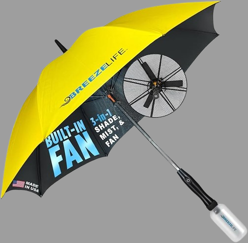 Breeze Life Rechargeable Mister Breeze, Sun Umbrella with Fan and Mister, Umbrella Mister with Built-in Fan