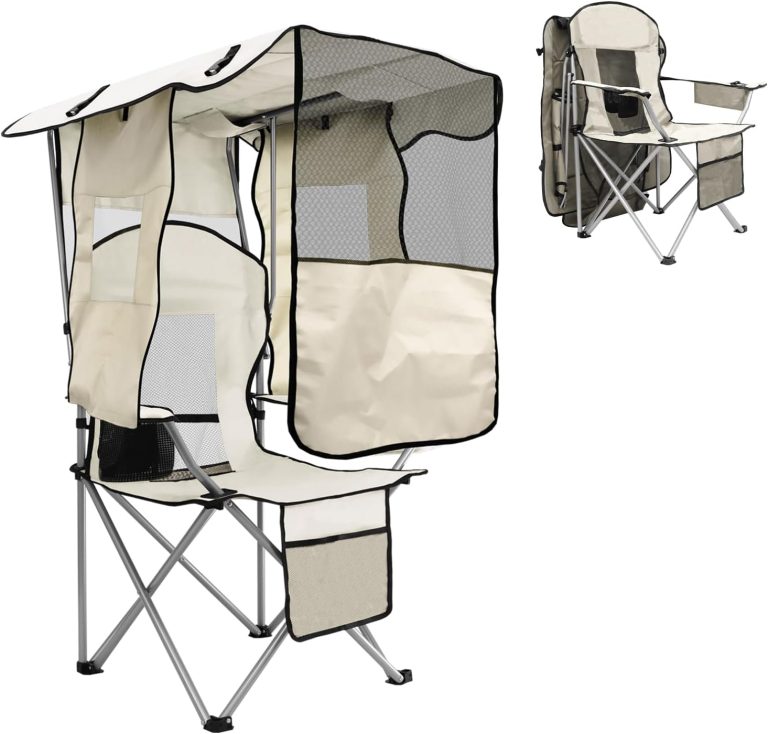 Camping Chair with Canopy Shade Portable Folding Beach Chairs with Cooler