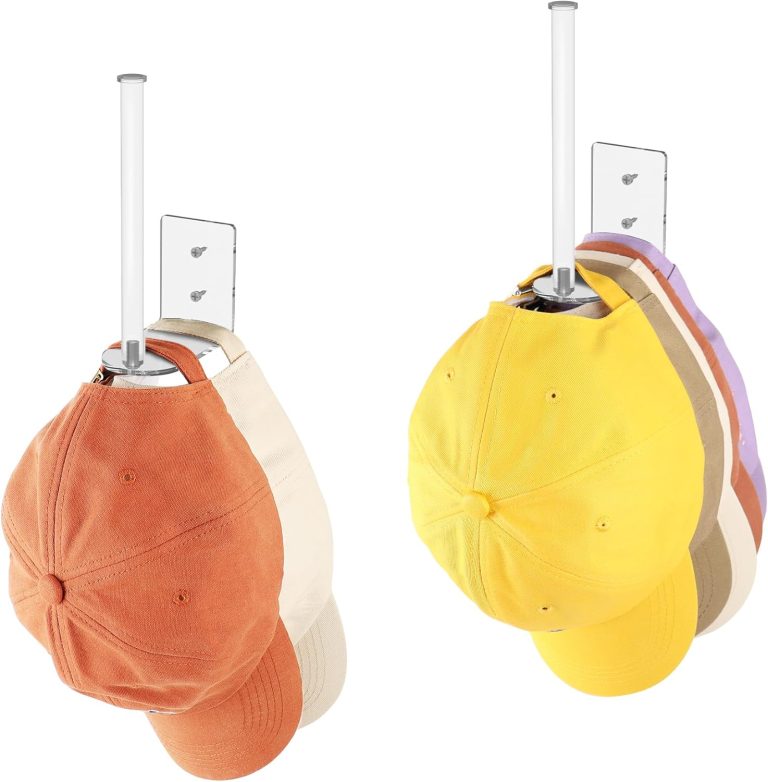 Durmmur 2 Pack Hat Racks for Baseball Caps, Acrylic Hat Organizer, Hat Hooks for Wall