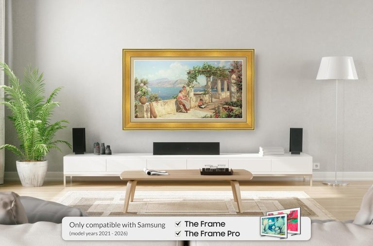 Antique Gold 32″ Premiere Deco TV Frame – Compatible ONLY with Samsung The Frame TVs (Fits 2021-2026, LS03A, LS03B, LS03C, LS03D, LS03FA)